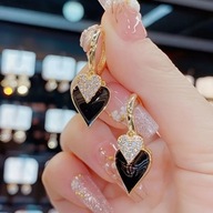 KOLCZYKI serca cyrkonie vintage elegancki pozłacane modne halowen ,ślub