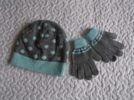 Coccodrillo czapka i rękawiczki szare nowe roz 104