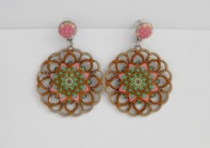 FOLKOWE WISZĄCE KOLCZYKI EMALIA WYCINANKA