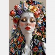 Kobieta kwiaty natura obraz na płótnie 55x80 olejny wiosna rzeźba cebula