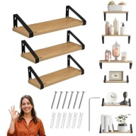 ZESTAW 3 PÓŁEK ŚCIENNYCH NOWOCZESMYCH LAMINOWANYCH 40x12 CM DĄB CRAFT