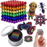 KULKI MAGNETYCZNE TĘCZOWE DZIECI KLOCKI KOLOROWE KULECZKI PREZENT 216 EL