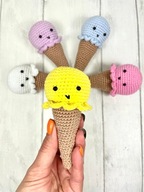 Lody Kawaii z buzią szydełkowe jedzenie amigurumi