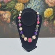 Naszyjnik NEXT regulowany 50–55 cm kulki mix materiałów srebrna koronka