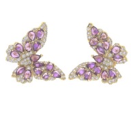 35023 Kolczyki stal chirurgiczna 316L pozłacane 18k kryształowe motyle