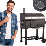Grill Węglowy Ogrodowy PREMIUM Komin Żeliwny Ruszt STABILNY +Termometr DUŻY