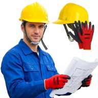 KASK OCHRONNY HEŁM ROBOCZY BHP ŻÓŁTY WALTER Z PASKIEM + RĘKAWICE GRATIS