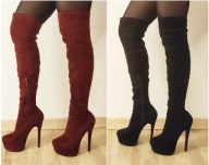 Kozaki muszkieterki bordowe + czarne gratis! rozm. 36