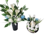 Komplety Na Cmentarz Anioł W Różach Kaliach Błękit Biel