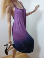 Status sukienka wiązana na szyi jagodowa ombre M