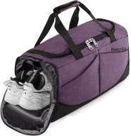 Torba na siłownię z przegrodą na buty 40L Fioletowa Unisex Poróżna pasek