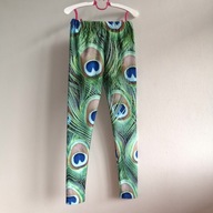 Śliczne legginsy polskiej produkcji 116 122 pawie pióra (318)