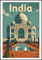 A2 KOLOROWY PLAKAT OBRAZ INDIE INDIA, TADŻ MAHAL, TAJ MAHAL, VINTAGE RETRO