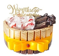 TORT BOX OKRĄGŁY Z CZEKOLADEK I RAFFAELLO PREZENT DZIEŃ KOBIET SŁODKI