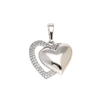 86100 Zawieszka srebrna stal chirurgiczna 316L serca z cyrkoniami