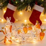 LAMPKI WIELKANOCNE LED Z ZAJĄCZKIEM I MARCHEWKĄ ŁAŃCUCH ŚWIETLNY 2 M