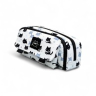 Dwukomorowy Piórnik rozkładany saszetka KOT wielofunkcyjna szkolny tuba 3w1