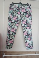 spodnie dżins designers 46 strecz kolorowe kwiatki proste ze średnim stan