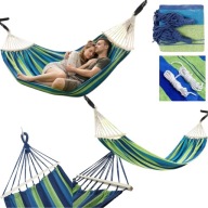HAMAK OGRODOWY DWUOSOBOWY DUŻY HUŚTAWKA TURYSTYCZNY MOCNY Z DRĄŻKIEM XXL