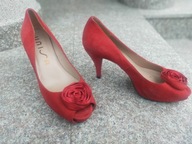 UNISA nr 40 eleganckie czerwone czółenka na platformie skóra