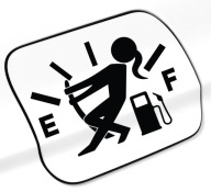 Ludek dziewczyna na wlew paliwa pusty bak Wycinana naklejka bez tła odporna