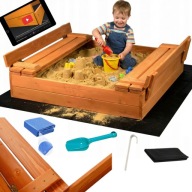 PIASKOWNICA DREWNIANA ZAMYKANA 100CM Z ŁAWKAMI IMPREGNOWANA KOMPLET ZESTAW