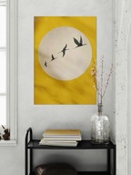 Obraz ręcznie malowany akryl abstrakcja Lot ptaków Wabi Sabi Japandi 80x120