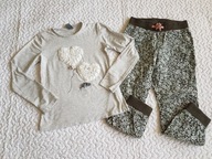 Cool Club bluzka szara i kwiatki spodnie ciepłe kwiatki roz 128