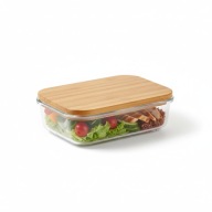Lunch Box Szklany z Bambusową Pokrywką