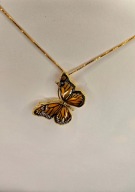 Wisiorek Bursztynowy Motyl Pozłacany Srebro Monarch