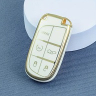 Biało-złote etui na kluczyk CHRYSLER 300C DODGE Challenger FIAT JEEP RAM
