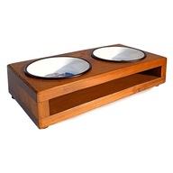 DREWNIANY STOJAK NA MISKI DLA KOTA PSA BUFET KOTÓW PSÓW Z MISKAMI 2x0,2L