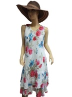 WŁOSKA SUKIENKA w kwiaty z falbaną 38/40 wyprzedaż