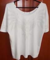 Bluzka dekolt szeroki wzór roślinny biżuteryjny 38 SAVIDA BE INSPIRED