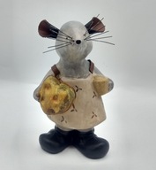 wąsata myszka z serem, fajna ceramiczna figurka