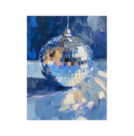 Niebieski Plakat „Disco Ball” – Artystyczna Kula Lustrzana