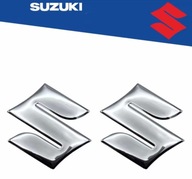 Logo Emblemat Suzuki SILVER Para/2szt Oryg. +Gratis 1 małe logo S 2,3cm