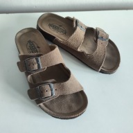 Skórzane klapki na korku Woodstock 32 miękka podeszwa super