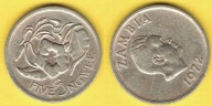 Zambia 5 Ngwee 1972 r.