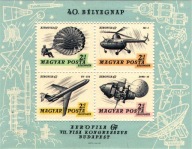 Węgry 1967 Znaczki Bl 59 ** lotnictwo spadochron