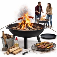 PALENISKO OGRODOWE METALOWE NA OGINISKO GRILLA TARAS 60CM DUŻE STALOWE 3w1