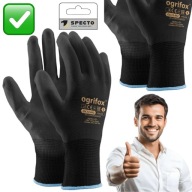 RĘKAWICE OCHRONNE ROBOCZE POLIESTER POWLEKANE WYTRZYMAŁE CZARNE | OGRIFOX