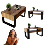 LAWA STOLIK KAWOWY LOFT DAB DREWNIANY DAB BROZOWY STOL NOWOCZESNY PREMIUM