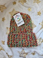 Ciepła, ręcznie robiona, kolorowa czapka!