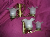 Kinkiety 2 szt podwójne z białymi kloszami