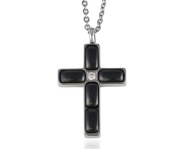 NASZYJNIK DUZY KRZYZ STAL SZLACHETNA 316L CERAMIKA,CYRKONIA