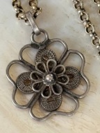 Imago Artis zawieszka wisiorek stara srebrna filigran koniczynka