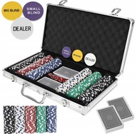 ZESTAW DO POKERA 300 ŻETONÓW WALIZKA KARTY MOCNY KOSTKI ŻETONY TEXAS