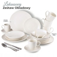 EKSLUZYWNY ZESTAW OBIADOWY 12 TALERZY + 4 KUBKI