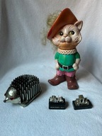 Zestaw zabawek z PRL Kot w butach Jeż na biurko temperówka